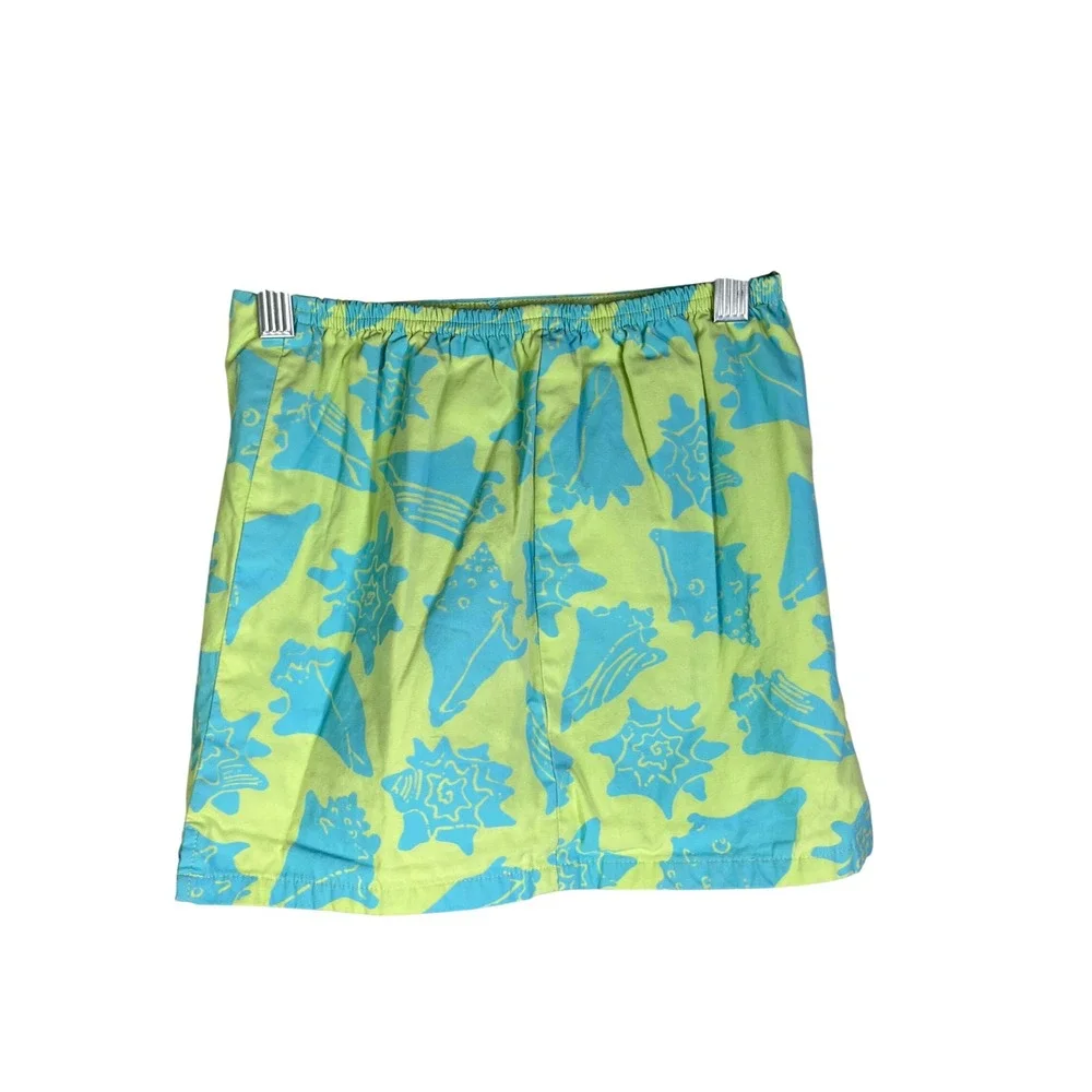 Lilly Pulitzer Skort Girls 6X Green Blue Seashell Print Preppy Summer Beach Bow